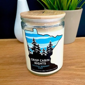 Minnesota Candle - Crisp Cabin Nights - Minnesota Gift - Man Candle - Leather Musk - gifts under 25 - Minnesota Nice - MN Funny