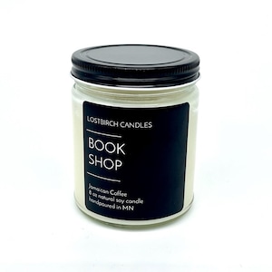 Bookshop - book inspired candles - soy candle - book candles - coffee scent - coffee candle - book lover gift - book nerd candle - bookstore