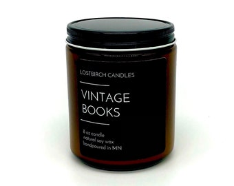 Vintage Books - Book Inspired Scented Soy Candles -  soycandle - book candle - old books - classic books - book nerd - bookish candle -