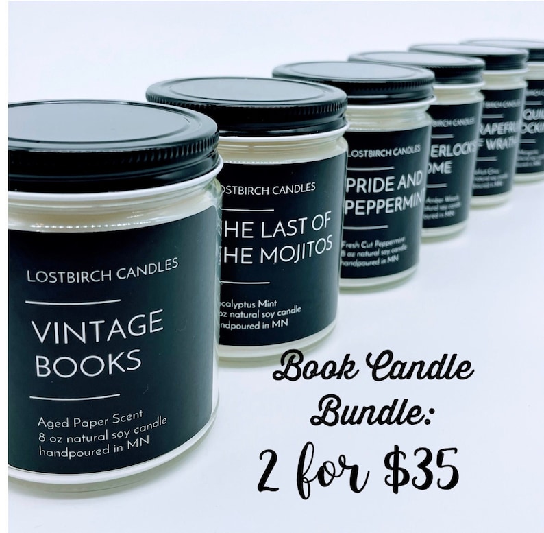 Book Candle Sale Book Inspired Scented Soy Candles soy candle book lover bookish candles book candles holiday candle image 1