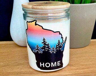Wisconsin Candle - HOME - Wisconsin Gift - soy candle - Pick Your Scent- vegan candle