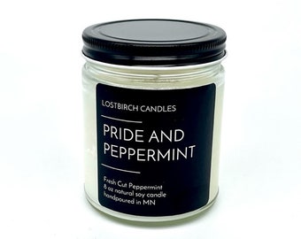 Pride and Peppermint - Pride and Prejudice - book candle - soy candle - classic books - peppermint -peppermint candle - book lover gift