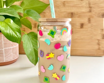 Magical Marshmallow Glass Cup - Iced Coffee Cup - Glass Can - Glass Tumbler - Cute Cup