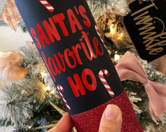 Santa’s Favorite Glitter Stainless Steel Travel Mug - Christmas Cup - Funny Christmas Cup - Stainless Steel Tumbler