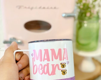 Mama Bear Glitter Coffee Mug - Glitter Dipped Mug - Coffee Mug -  Mom Coffee Mug