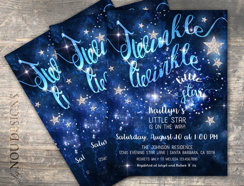 Twinkle Twinkle Little Star Baby Shower Invitation Card Etsy