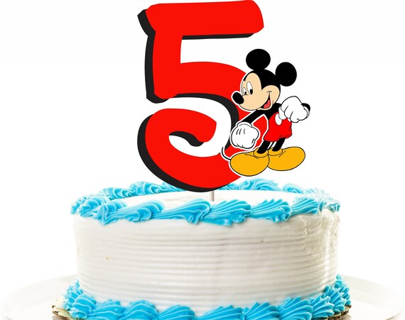 Mickey Mouse Cake Topper 5th Birthday Topper Or Centerpiece Etsy Mickey Mouse Cake Topper 5th Birthday Topper Or Centerpiece Etsy