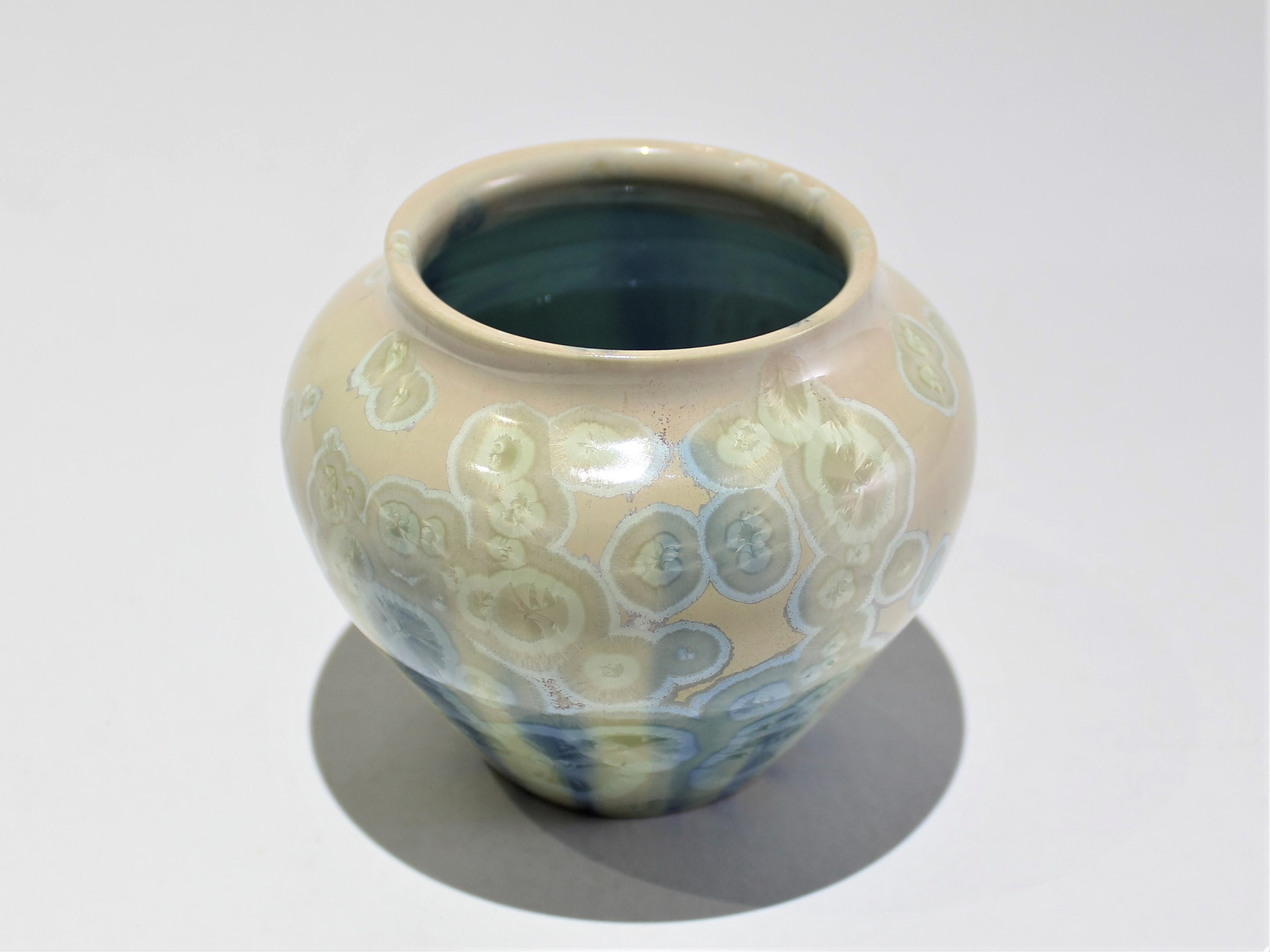 Small Crystalline Glaze Pot, MultiColored Crystal Glaze Vase, Handmade