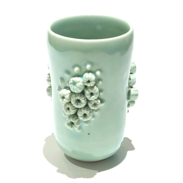 Handmade Barnacle Tidepool Coral Shells Reefing Sea Life Urchin Ocean Saltwater Aquarists Reef Tank Porcelain Ceramic Sculpture Vase 5" Tall
