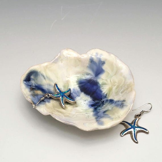 Handmade Crystalline Glazed Footed Ring Dish Porcelain Pottery 3"