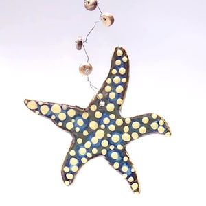 Wall Hanging Starfish, One-of-a-kind Handmade Ceramic Ornament, Aquarium Coral Reef, Ocean Tidepool Creature, Sea Star Beach Decor 3.5 Wide