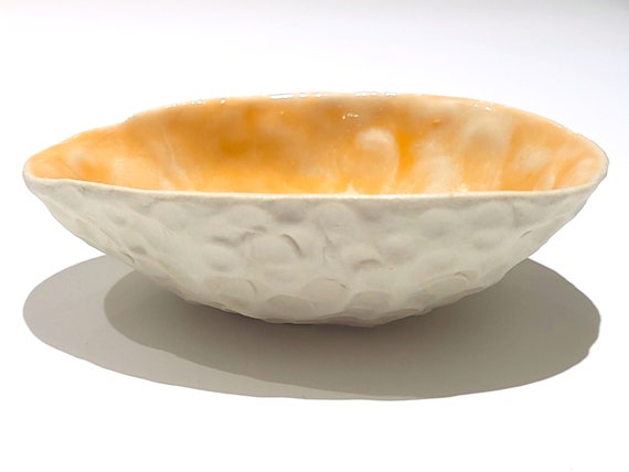 Handmade Artisan Design Carved Ceramic Bowl, Natural Organic Multi Colored Small Bowls, Porcelain Clay Pottery 4.75"