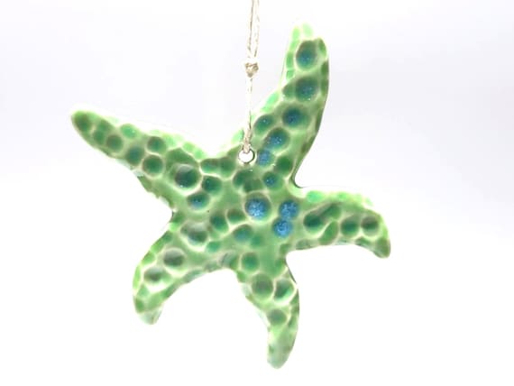 Handmade Starfish Ceramic Coral Reef Creatures Wall Hanging Art Ocean Aquarium Ornament Decor Sea Star Beach Decor 3.5 Wide