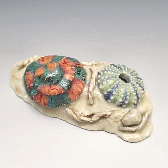 Handmade Porcelain Coral Sculpture, Sea Urchin Acropora, Coastal Decor