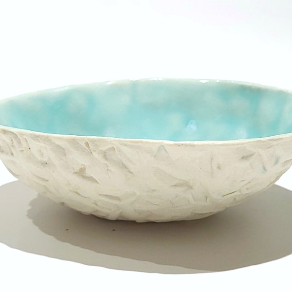 Handmade Artisan Design Carved Ceramic Bowl, Natural Organic Multi Colored Small Bowls, Porcelain Clay Pottery 4.5"