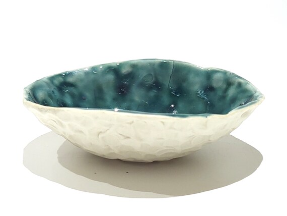 Handmade Artisan Design Carved Ceramic Bowl, Natural Organic Multi Colored Small Bowls, Porcelain Clay Pottery 5"