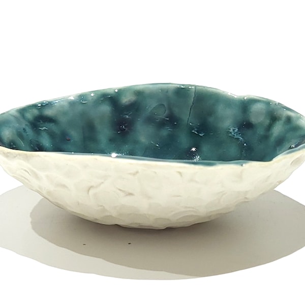 Handmade Artisan Design Carved Ceramic Bowl, Natural Organic Multi Colored Small Bowls, Porcelain Clay Pottery 5"