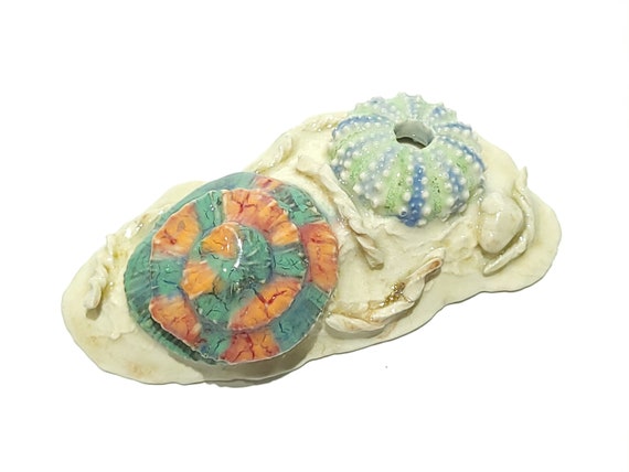 Tide Pool Creatures Handmade Sea Urchin Acro Table Coral Sculpture, Saltwater Aquarists Reefing, Ocean Creatures, Porcelain Ceramic, 5" Wide