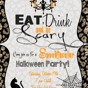 Halloween Invitation Chic Halloween Invitation Animal Print Halloween Vintage Halloween Invitation