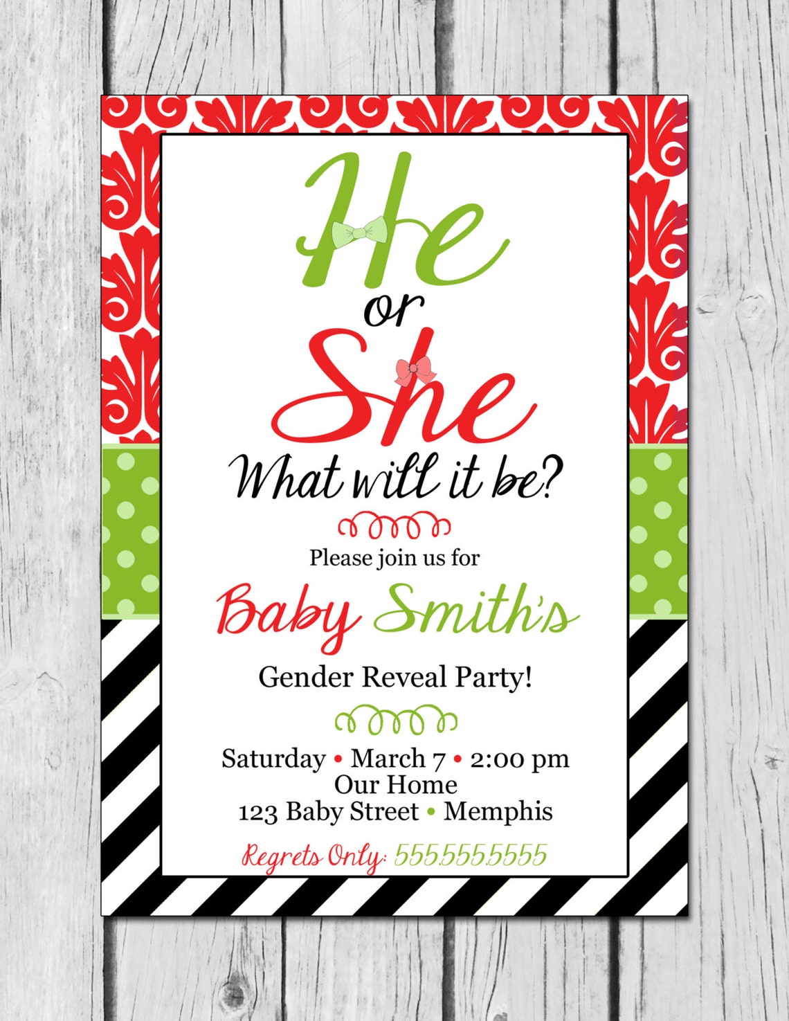 Christmas Gender Reveal Invitation He or She Gender Reveal Etsy