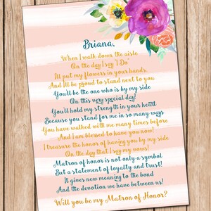 Will You Be My Matron of Honor Karte **DIGITALE DATEI**, Schwesterkarte, Brautjungfernkarte **Digitale Datei**