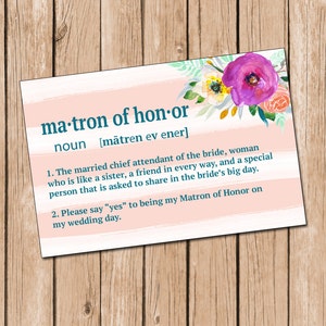 Will You Be My Matron of Honor **DIGITAL FILE**, Sister In Law Karte, Brautjungfernkarte **Digitale Datei**