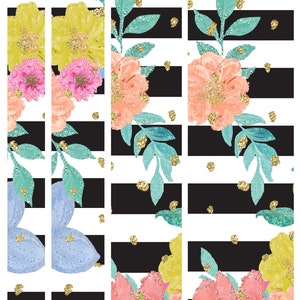 Binder Inserts, Personalized Printable Binder Inserts, Floral Glitter ...