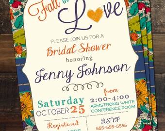 Fall Bridal Shower Invitation, Fall Bridal Shower, Fall In Love Invitation