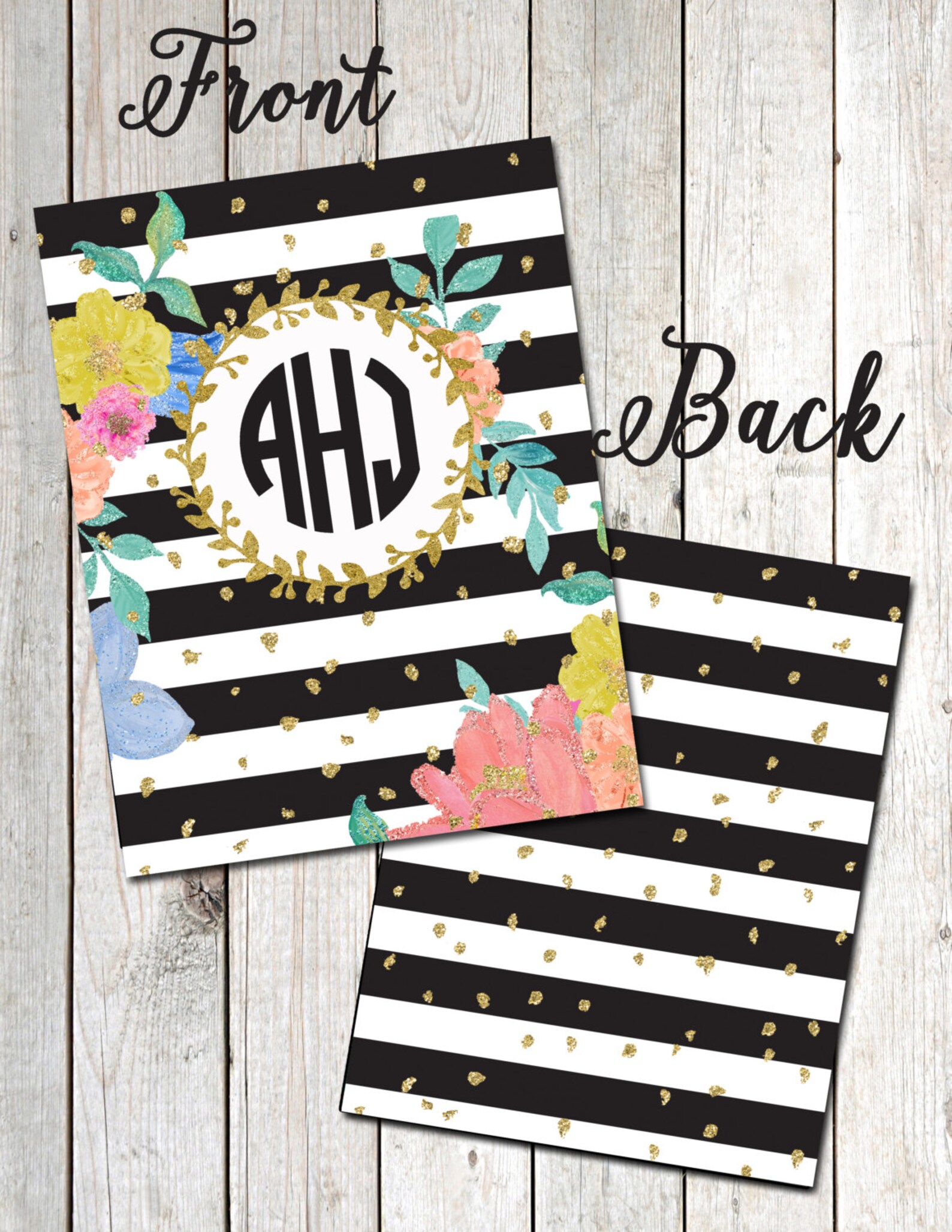 Binder Inserts, Personalized Printable Binder Inserts, Floral Glitter