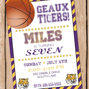 Basketball Birthday Invitation LSU Basketball Party Basketball Invite Boys Birthday Party Sports Party Invitation