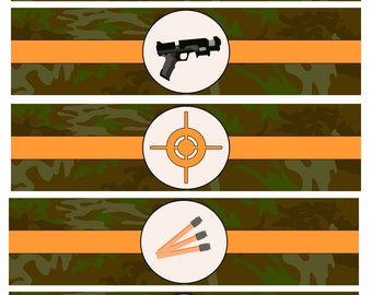 Boy's Dart Tag Party, Water Bottle Labels (Digital Download)