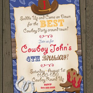 Cowboy Birthday Party Invitation Cowboy Invito Invito digitale