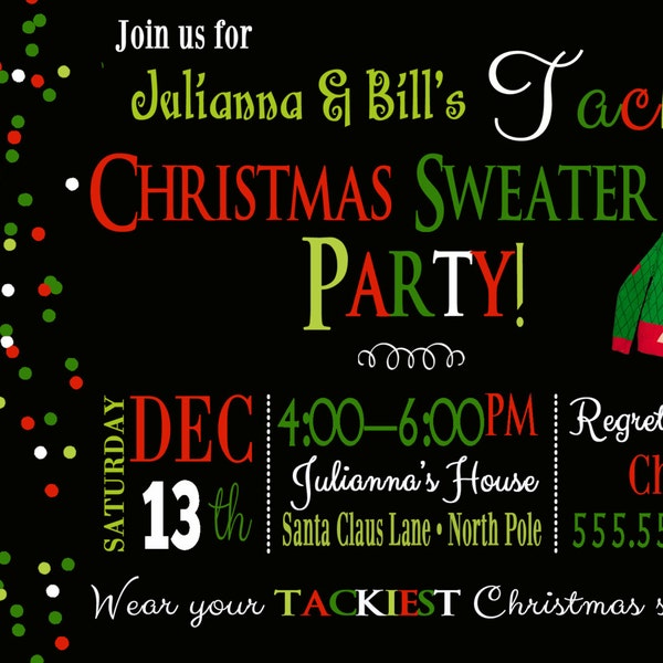 Tacky Christmas Sweater Invite Tacky Christmas Sweater Party Invitation Christmas Party Invite Christmas Party Invitation