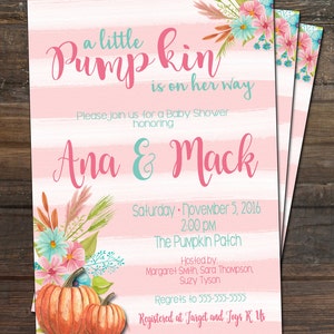 Herbst Baby Shower Einladung, Kleine Kürbis Einladung