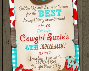 Cowgirl Invitation Cowgirl Birthday Party Invitation Cowgirl Party Invitation