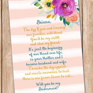 Sarai la mia damigella d'onore, ** FILE DIGITALE ** Sister In Law Card, Bridesmaid Card