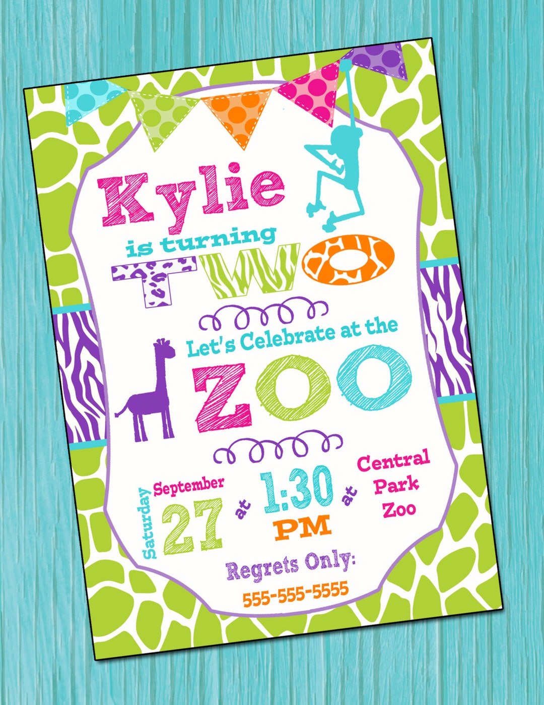 Zoo Birthday Party Invitation Girls Zoo Animal Birthday Invitation Etsy