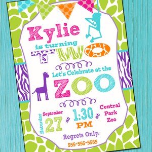 Zoo Birthday Party Invitation Girls Zoo Animal Birthday Invitation