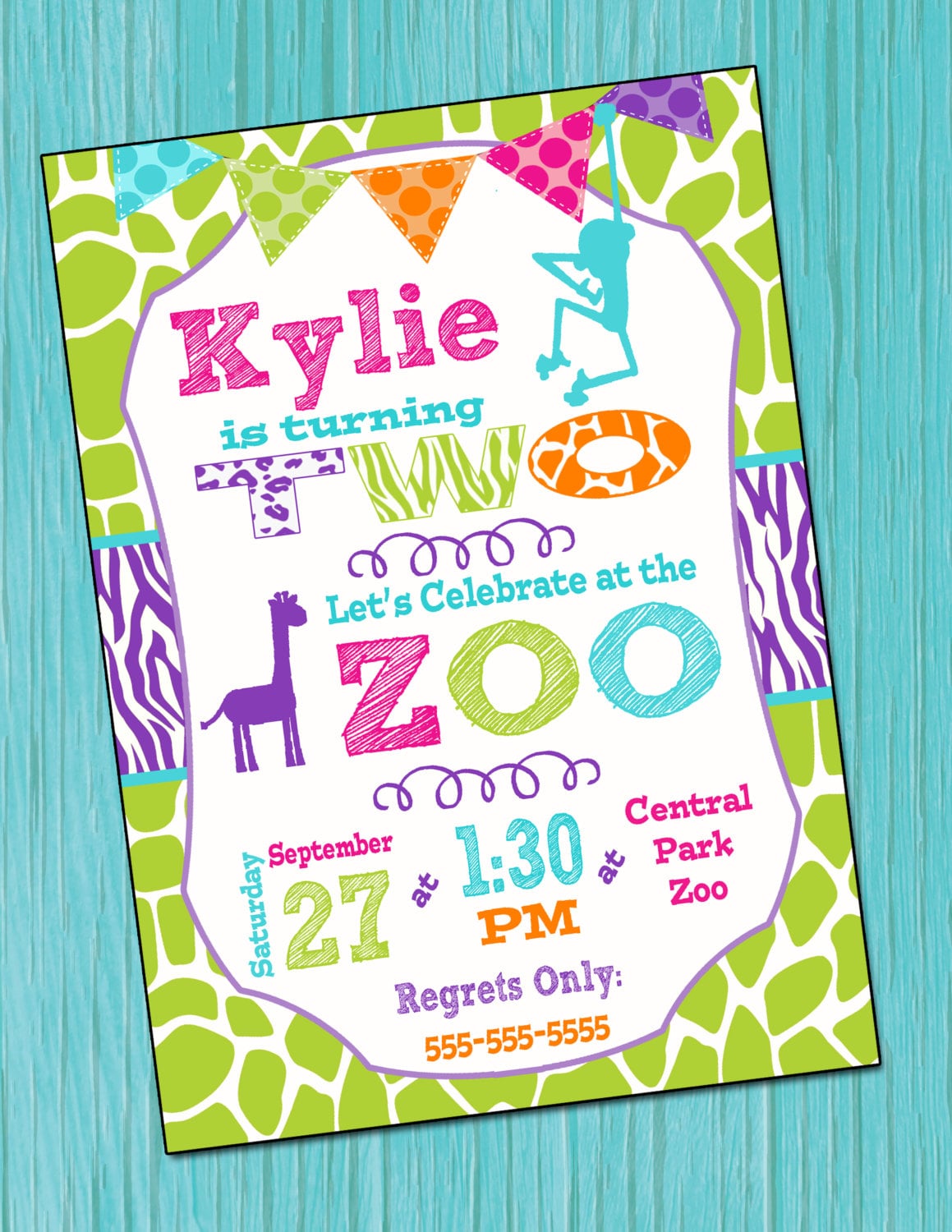 Zoo Birthday Party Invitation Girls Zoo Animal Birthday Invitation Etsy