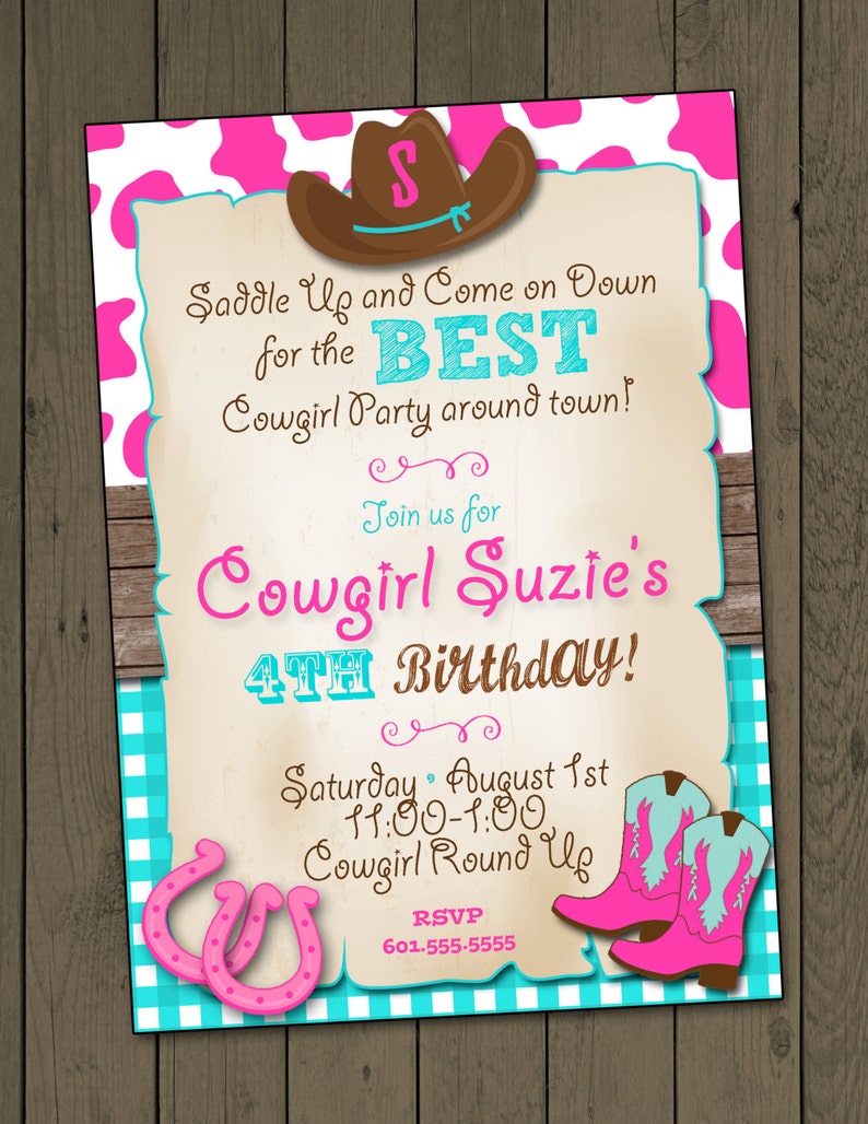 Cowgirl Invitation Cowgirl Birthday Party Invitation Cowgirl Etsy