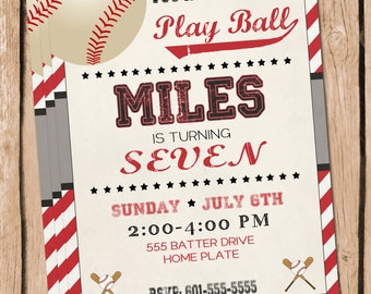 Baseball Invitation, Baseball Party Invitation, Baseball