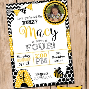 Bumble Bee Invitation Bumble Bee Invite Bumble bee Birthday Party