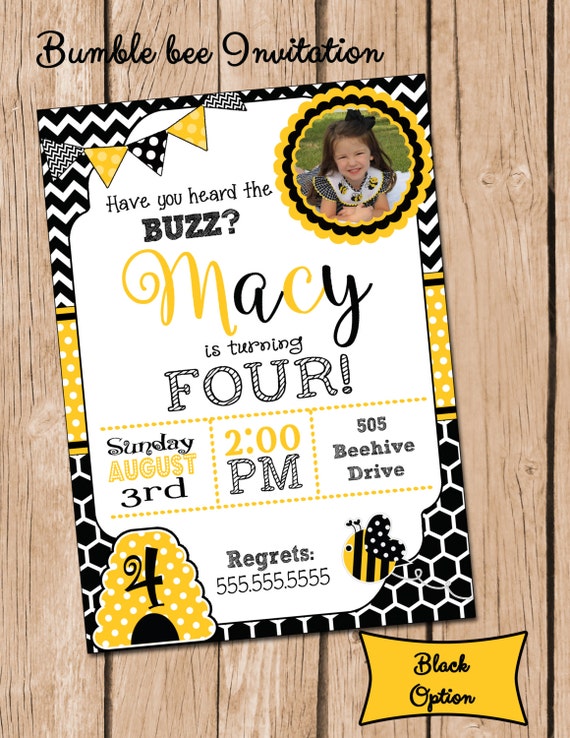 Bumble Bee Invitation Bumble Bee Invite Bumble bee Birthday Party