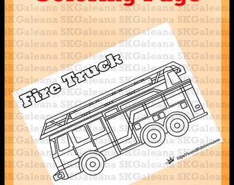 Printable Fire Truck Coloring Page Instant Download DIY