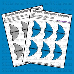 Printable Shark Smile Cupcake Wrappers and Dorsal Fins Instant Download ...