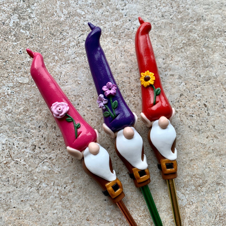 Garden Gnome Ergonomic Crochet Hook MADE TO ORDER Purple image 0