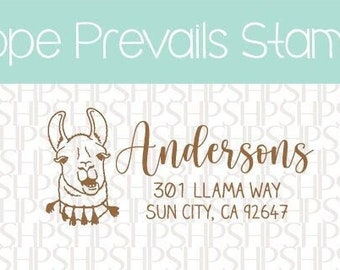 Custom Address Stamps - Llama Drama Rama wedding, housewarming, Christmas gift, rubber stamp, return address stamp, self inking