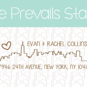 Aangepaste adresstempels - New York City Skyline bruiloft, housewarming, kerstcadeau, rubberen stempel, retouradresstempel, zelfinkt
