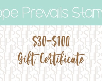 GIFT Certificate - 30 Dollars / 40 dollars / 50 dollars / 60 dollars / 80 dollars / 100 dollars - Custom Return Address Stamp