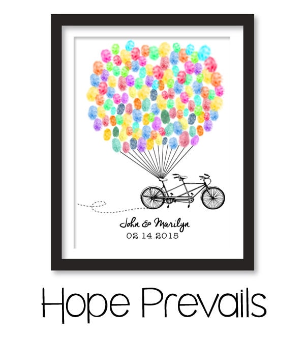 Bicycle Balloons Wedding Thumbprint Guestbook Custom Fingerprint ...